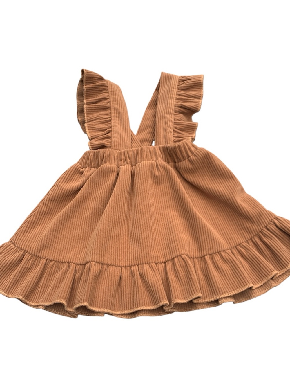 SHEIN Tan Corduroy Ruffle Pinafore Skirt